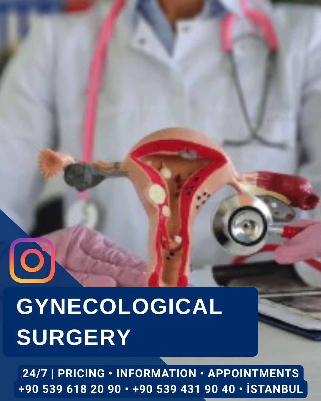 Home The cost of gynecological surgery in Istanbul depends on the type of surgery, surgical technique, anesthesia, hospital stay, medical tests and individual patient requirements. Our gynecology clinic and hospital provide individualized treatment plans for international patients. The final price is confirmed after medical evaluation and depends on the complexity of the procedure. ### Gynecological Surgery Prices * **Diagnostic Hysteroscopy** — from 1000 USD _ * **Operative Hysteroscopy** — from 1000 USD ___ * **Ovarian Cyst Surgery** — from 2000 USD ___ * **Laparoscopic Ovarian Cyst Surgery** — from 2500 USD ___ * **Myomectomy** — from 2000 USD ___ * **Laparoscopic Myomectomy** — from 4000 USD ___ * **Laparoscopic Hysterectomy** — from 4000 USD ___ * **Vaginal Hysterectomy** — from 2000 USD ___ * **Endometriosis Surgery** — from 2000 USD ___ * **Pelvic Floor Surgery** — from 4000 USD ___ The price may include the surgical procedure, anesthesia, hospital admission and routine postoperative care, depending on the treatment package. For international patients, the consultation, preoperative evaluation, surgery, hospital stay and postoperative follow-up can be planned around your stay in Istanbul. **For an exact price, medical records and the planned surgical procedure should be reviewed before treatment.**